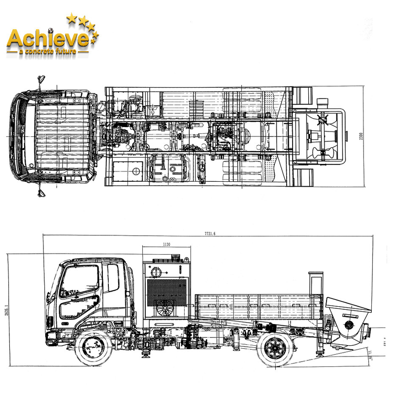 پمپ خط بتن سوار بر کامیون PTO رانده شده AI-50CLPP 40M³/H برای استرالیا